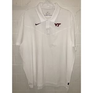 Virginia Tech Hokies Polo Shirt White Performance Nike Dri Fit XXL 2X NWOT